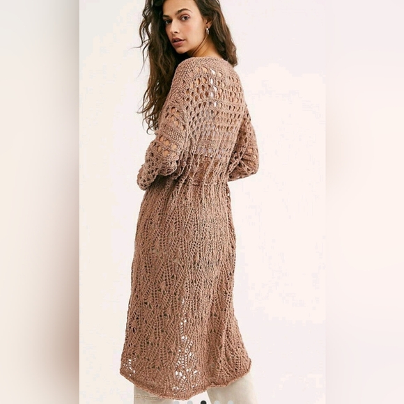 NWT Free People Sweet Talker Long Crochet Cardigan - Picture 3 of 7